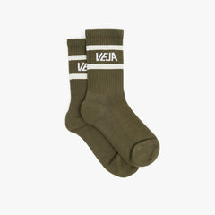 ICONIC SOCKS COTTON OLIVE WHITE